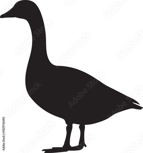 Kakarka Goose Silhouette on White Background