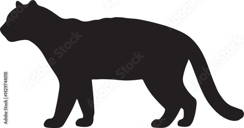 Margay Silhouette on White Background