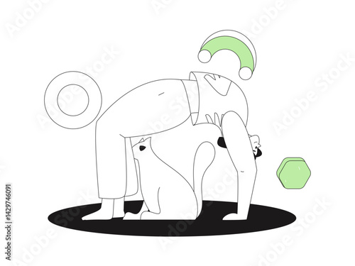 Practicing yoga, physical and mental health, flat vector character concept, operation hand drawn illustration
