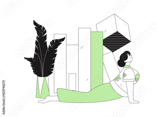 Practicing yoga, physical and mental health, flat vector character concept, operation hand drawn illustration
