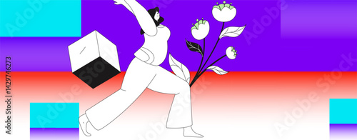 Practicing yoga, physical and mental health, flat vector character concept, operation hand drawn illustration
