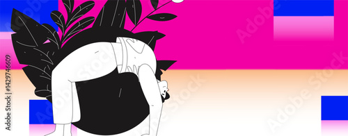Practicing yoga, physical and mental health, flat vector character concept, operation hand drawn illustration

