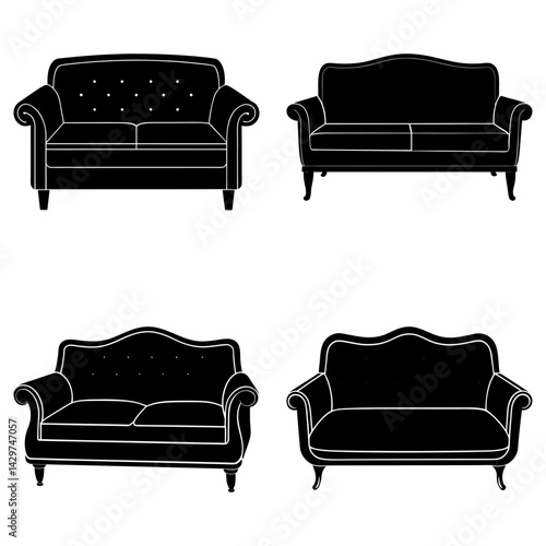 Sleeper Sofa silhouette vector