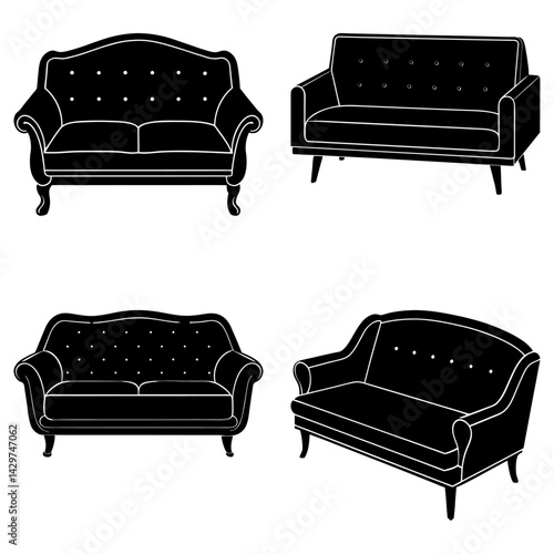 Sleeper Sofa silhouette vector