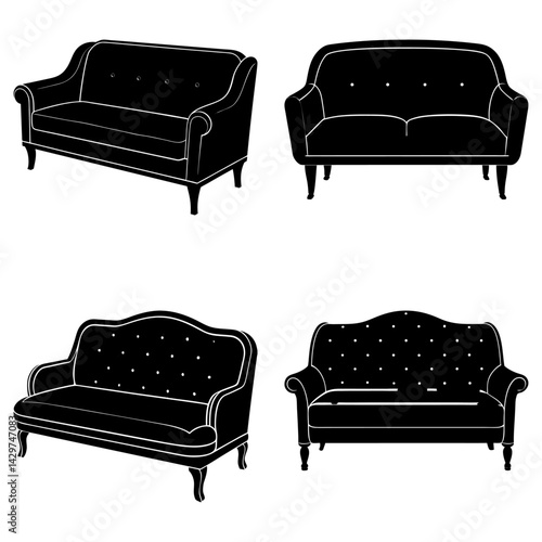 Sleeper Sofa silhouette vector