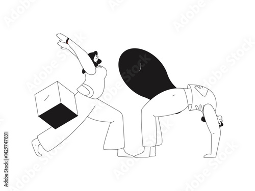 Practicing yoga, physical and mental health, flat vector character concept, operation hand drawn illustration
