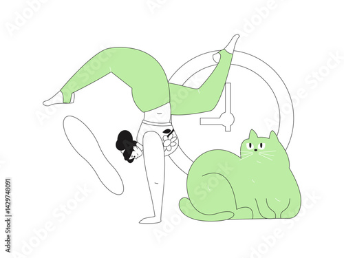 Practicing yoga, physical and mental health, flat vector character concept, operation hand drawn illustration
