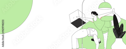 Practicing yoga, physical and mental health, flat vector character concept, operation hand drawn illustration
