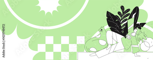 Practicing yoga, physical and mental health, flat vector character concept, operation hand drawn illustration
