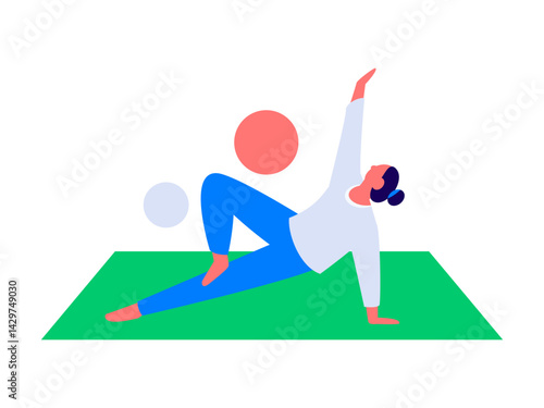 Practicing yoga, physical and mental health, flat vector character concept, operation hand drawn illustration
