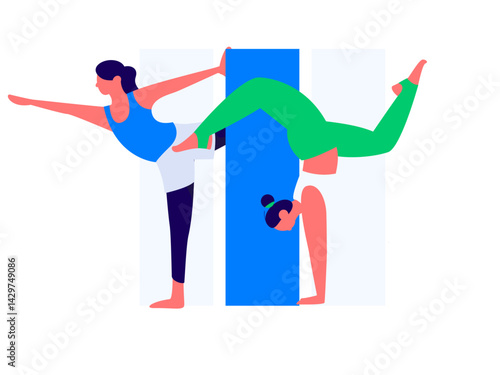 Practicing yoga, physical and mental health, flat vector character concept, operation hand drawn illustration
