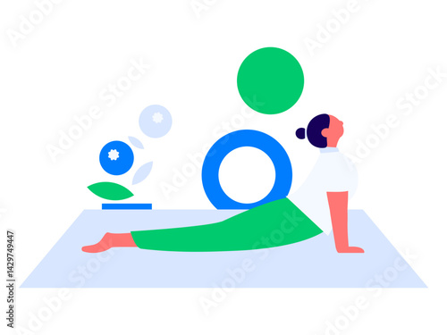 Practicing yoga, physical and mental health, flat vector character concept, operation hand drawn illustration
