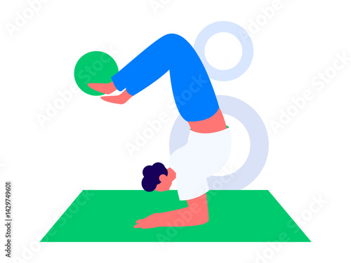 Practicing yoga, physical and mental health, flat vector character concept, operation hand drawn illustration
