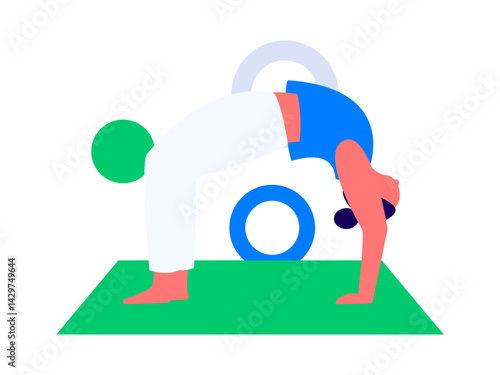 Practicing yoga, physical and mental health, flat vector character concept, operation hand drawn illustration
