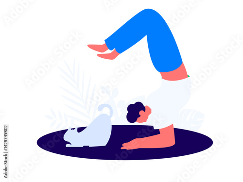Practicing yoga, physical and mental health, flat vector character concept, operation hand drawn illustration
