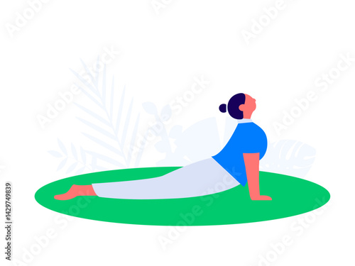 Practicing yoga, physical and mental health, flat vector character concept, operation hand drawn illustration
