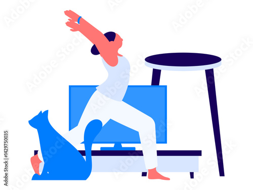 Practicing yoga, physical and mental health, flat vector character concept, operation hand drawn illustration
