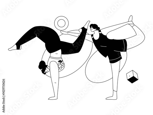 Practicing yoga, physical and mental health, flat vector character concept, operation hand drawn illustration

