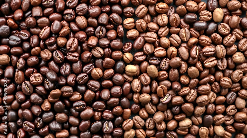 Fototapeta premium Roasted Coffee Beans Seamless Pattern - Organic Textured Background for Coffee-Themed Designs