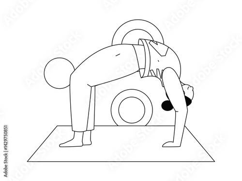 Practicing yoga, physical and mental health, flat vector character concept, operation hand drawn illustration

