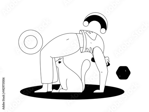 Practicing yoga, physical and mental health, flat vector character concept, operation hand drawn illustration
