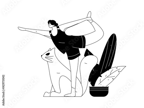 Practicing yoga, physical and mental health, flat vector character concept, operation hand drawn illustration
