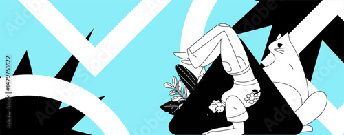 Practicing yoga, physical and mental health, flat vector character concept, operation hand drawn illustration
