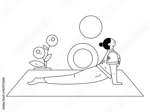 Practicing yoga, physical and mental health, flat vector character concept, operation hand drawn illustration
