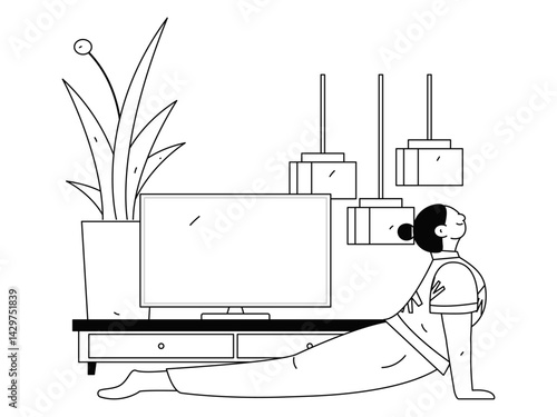 Practicing yoga, physical and mental health, flat vector character concept, operation hand drawn illustration
