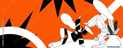 Practicing yoga, physical and mental health, flat vector character concept, operation hand drawn illustration
