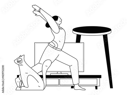 Practicing yoga, physical and mental health, flat vector character concept, operation hand drawn illustration

