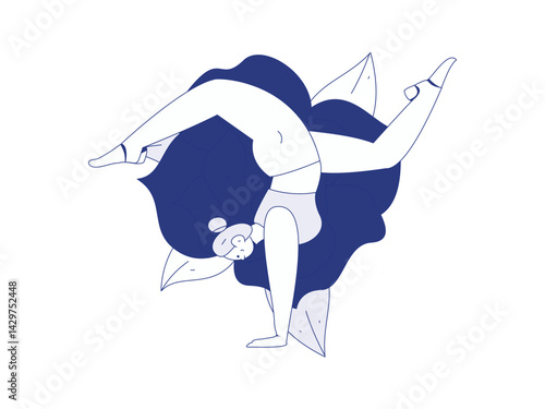 Practicing yoga, physical and mental health, flat vector character concept, operation hand drawn illustration
