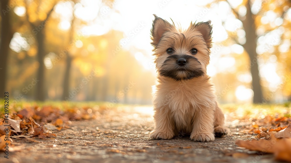 Adorable Puppy in Autumn Park Setting