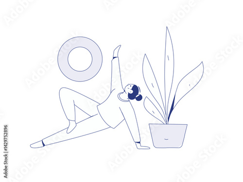 Practicing yoga, physical and mental health, flat vector character concept, operation hand drawn illustration
