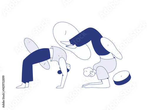 Practicing yoga, physical and mental health, flat vector character concept, operation hand drawn illustration
