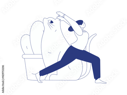 Practicing yoga, physical and mental health, flat vector character concept, operation hand drawn illustration
