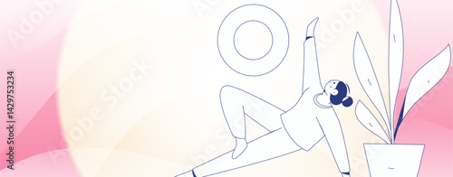Practicing yoga, physical and mental health, flat vector character concept, operation hand drawn illustration
