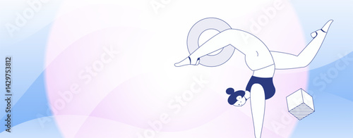 Practicing yoga, physical and mental health, flat vector character concept, operation hand drawn illustration
