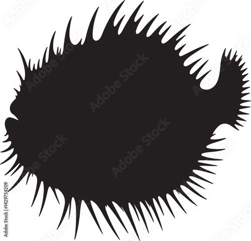 Hairy Frogfish - Vector Silhouette