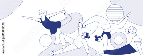 Practicing yoga, physical and mental health, flat vector character concept, operation hand drawn illustration
