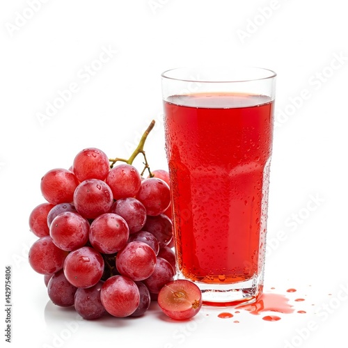 Wallpaper Mural Grape juice. Isolated drink. Red grapes and glass of juice isolated on white background Torontodigital.ca