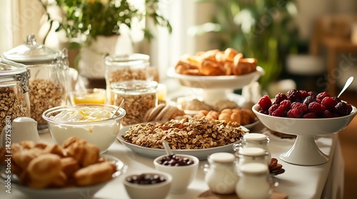 Wallpaper Mural Sunlit Breakfast Buffet: A Delightful Spread of Granola, Pastries, and Berries Torontodigital.ca
