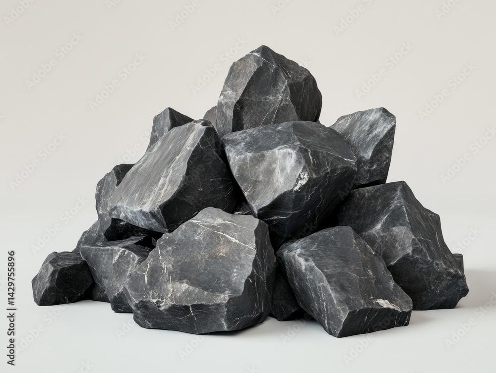 Pile of dark gray rocks. A collection of unevenly sized, dark gray stones, seemingly piled on top of each other Pile of dark gray rocks. A collection of unevenly sized, dark gray stones, seemingly piled on top of each other