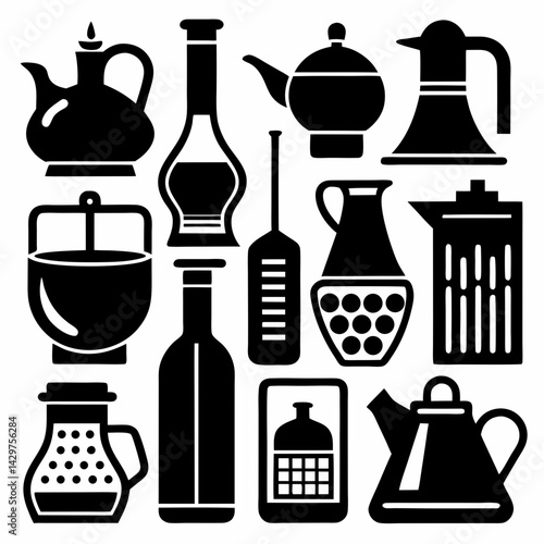 vector set of wine bottles