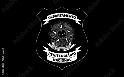 Brasão da Policia do Brasil. Policia Federal DEPEN Departamento penitenciário nacional  em vetor editável para concurso publico da policia brasileira 