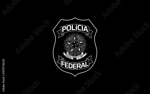 Brasão Escudo da Policia do Brasil. Policia Federal PF em vetor editável para concurso publico da policia brasileira 