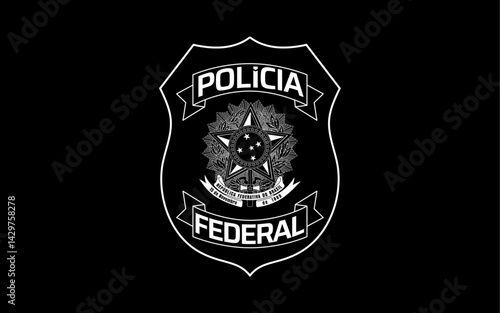 Brasão da Policia do Brasil. Policia Federal PF em vetor editável para concurso publico da policia brasileira 