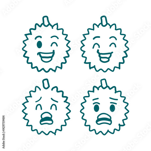 Attractive Hand Drawn Doodle Durian Fruits Character Vector Illustration	
