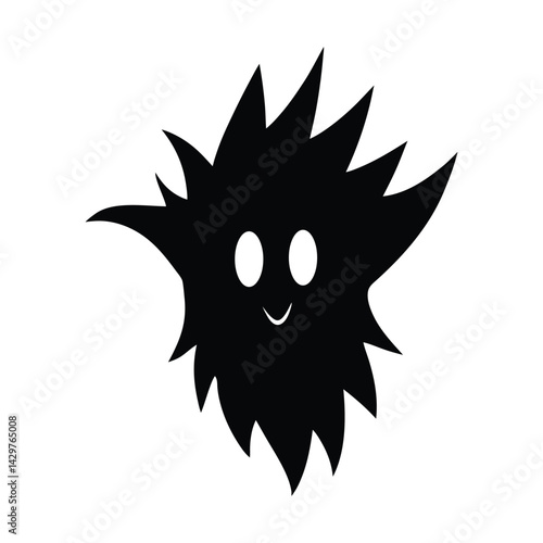Ghost Head with Spiky Mist Hair Silhouette