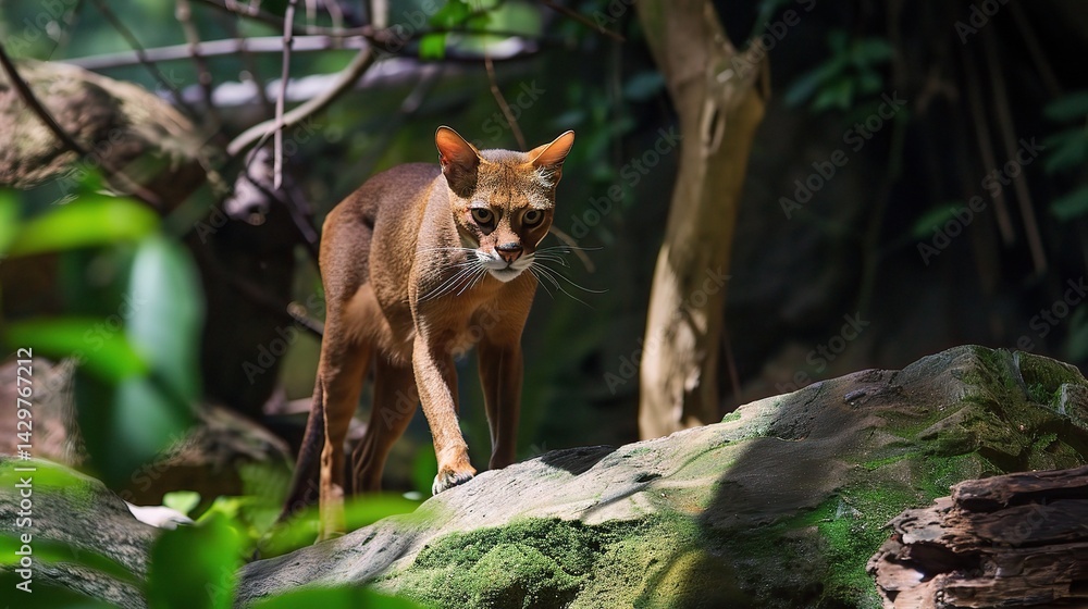 An elegant Abyssinian cat is attractively presented. The Abyssinian, renowned for its sleek and athletic build, showcases a beautiful ticked coat that features a warm, rich brown hue with darker marki An elegant Abyssinian cat is attractively presented. The Abyssinian, renowned for its sleek and athletic build, showcases a beautiful ticked coat that features a warm, rich brown hue with darker marki
